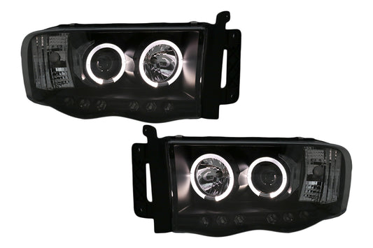 Angel Eyes Scheinwerfer für Dodge RAM III 2002-2006 Schwarz CarPartsTuning
