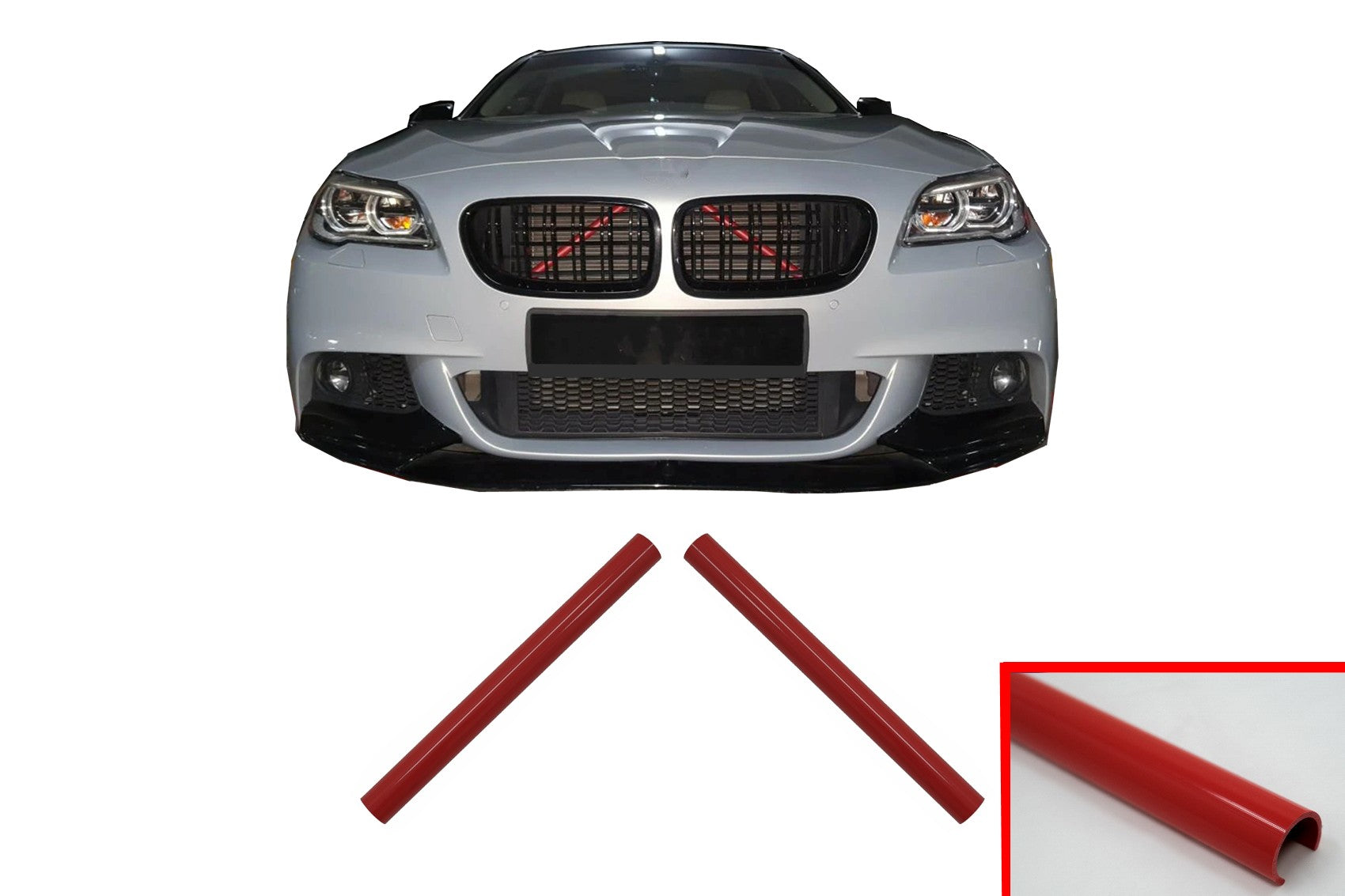 Satz V-Klammer Ornamente Kühlergrillstreifen Fügt Trimmung für BMW 1 2 3 4 5 6 7 Serie Rot CarPartsTuning