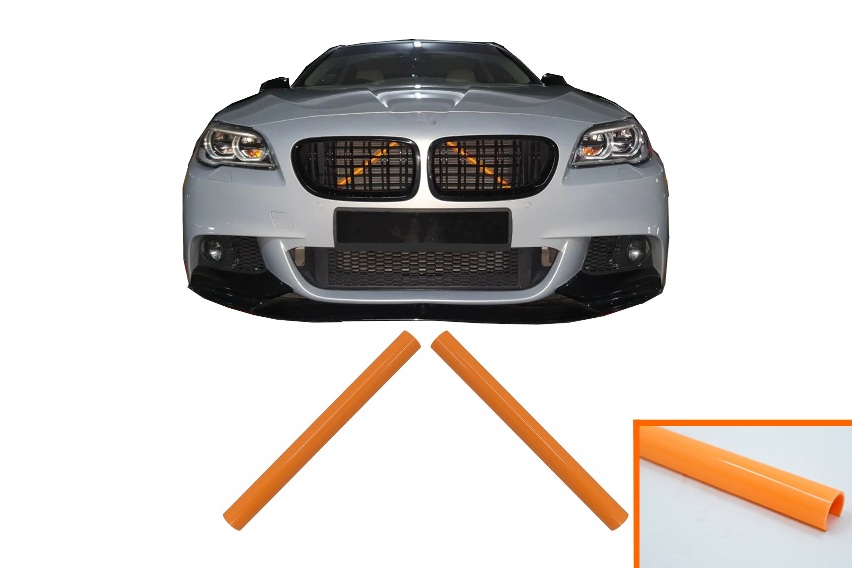 Satz V-Klammer Ornamente Kühlergrill Streifen Fügt für BMW 1er 2 3 4 5 6 7er Orange CarPartsTuning