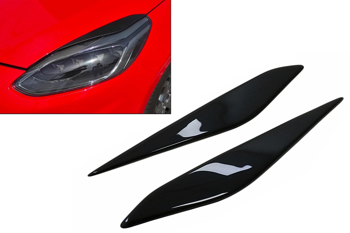 Scheinwerfer Augenbrauen für Ford Fiesta Mk8 2017-2021 Glänzend Schwarz Satz CarPartsTuning