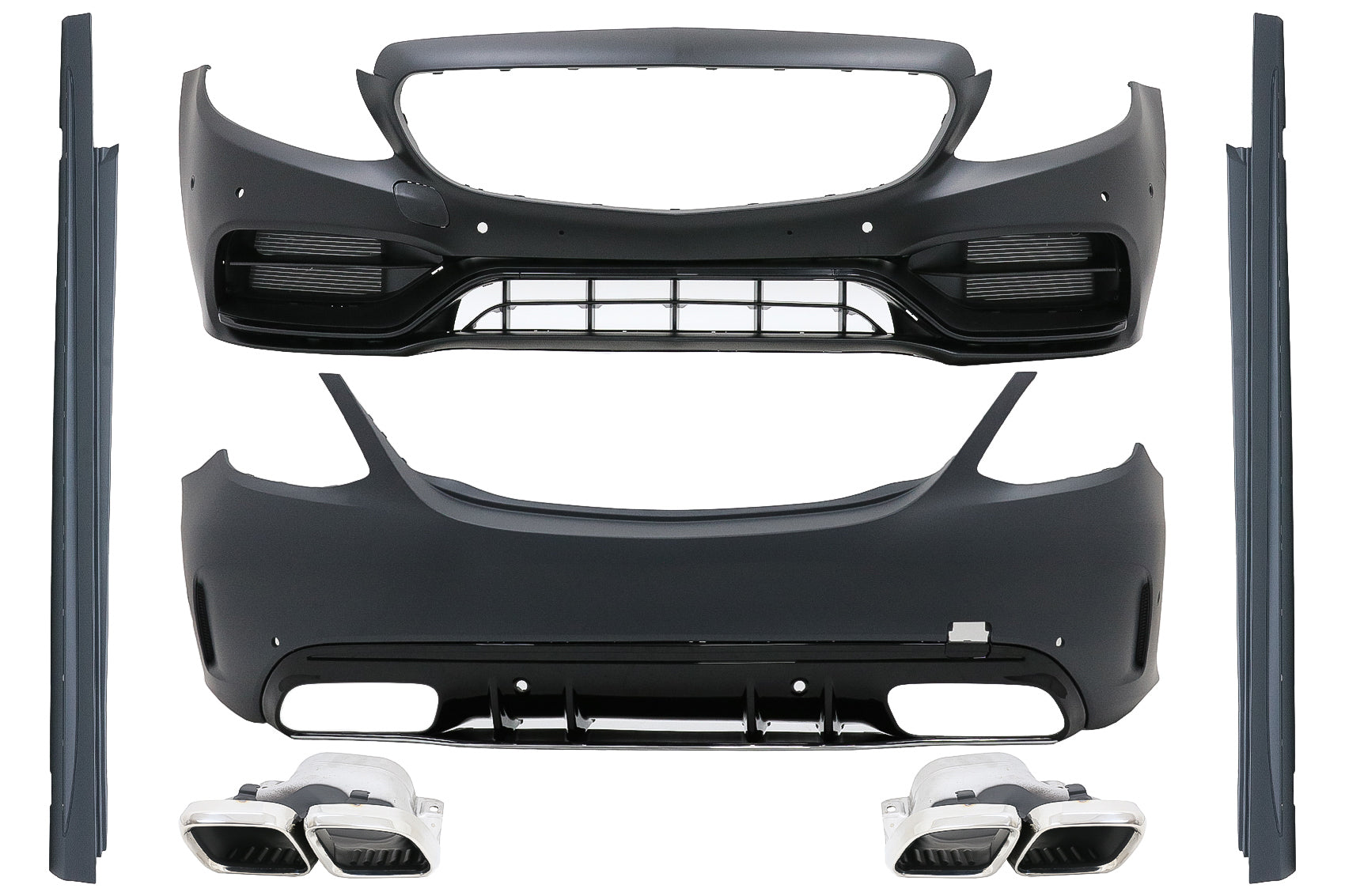 Body Kit für Mercedes C W205 Limo 14-20 Stoßstange Seitenschweller Endrohre C63 Optik CarPartsTuning