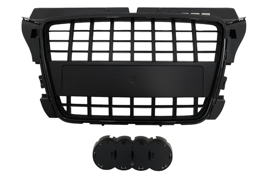 Kühlergrill ohne Emblem für Audi A3 8P MOPF 2008-2012 Schwarzer Halter CarPartsTuning