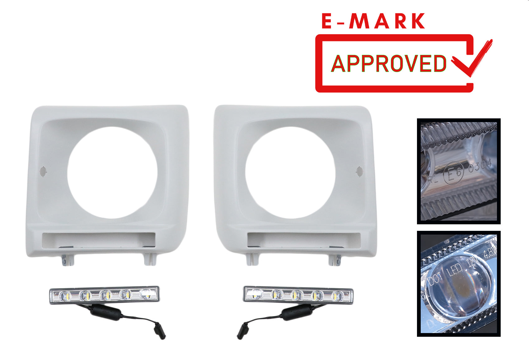 Scheinwerfer Abdeckungen LED TFL Tagfahrlicht für Mercedes G-Klasse W463 Chrom CarPartsTuning