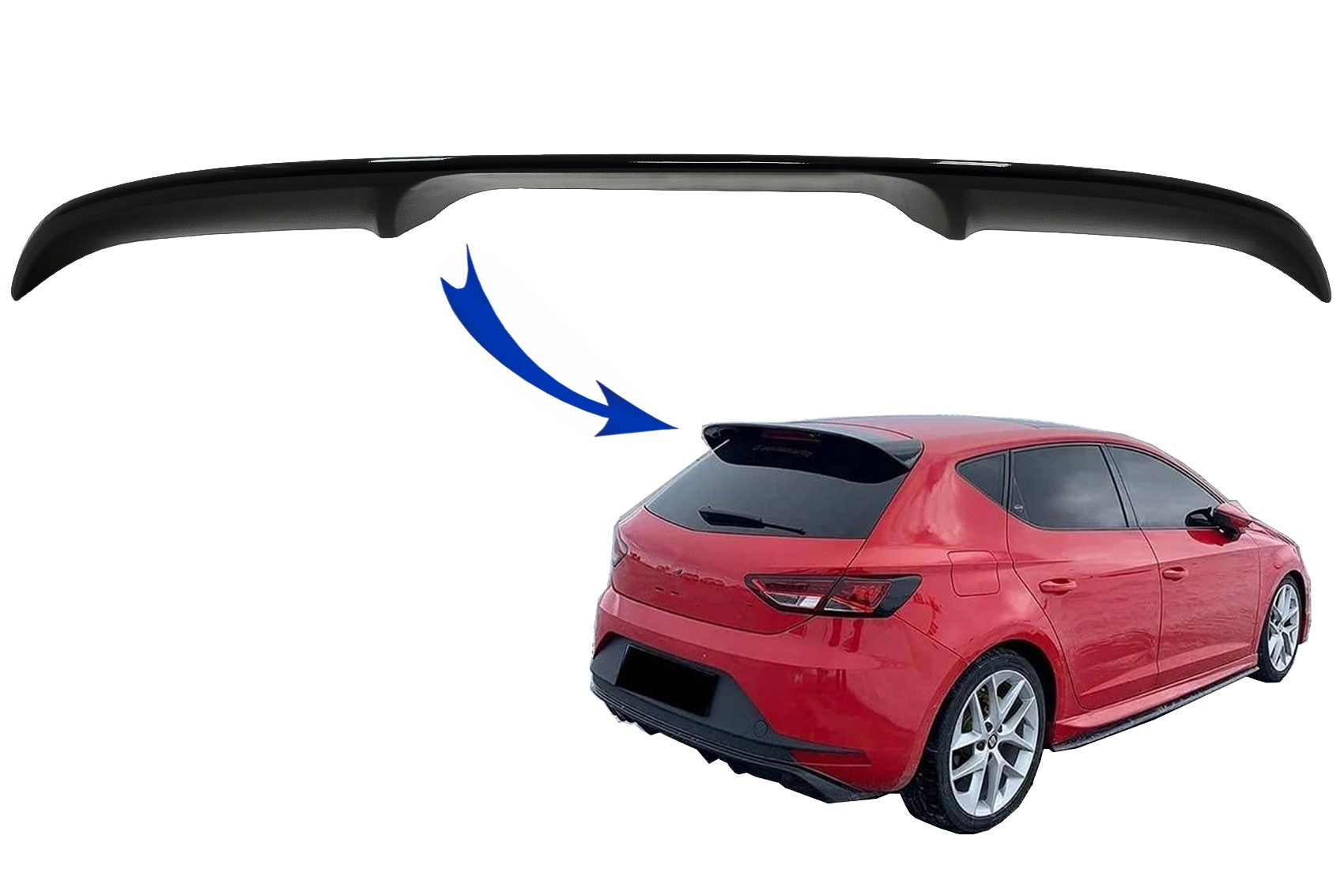 Dachspoiler Kappe für Seat Leon 5F Mk3 5-Türer Hatchback 12-19 Glänzend Schwarz CarPartsTuning