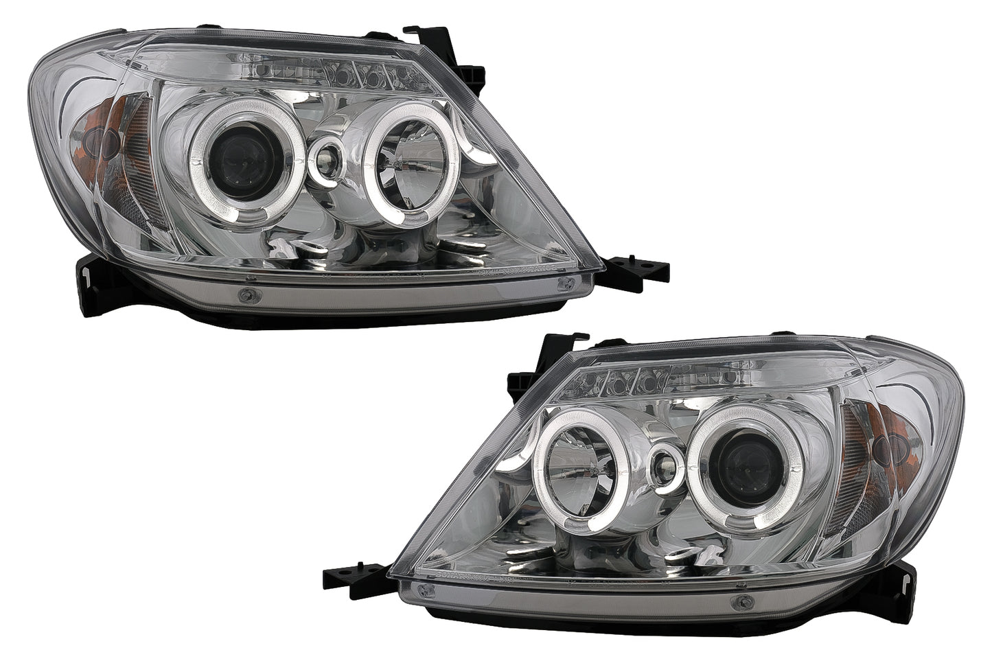 Angel Eyes Scheinwerfer Dual Halo Felgen passend für Toyota Hilux (2005-2011) Chrom KITT Lightning