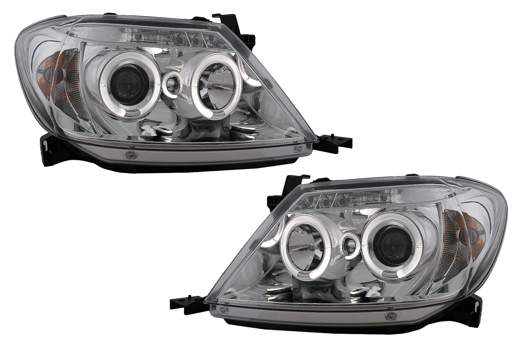 Angel Eyes Scheinwerfer Dual Halo Felgen passend für Toyota Hilux (2005-2011) Chrom KITT Lightning