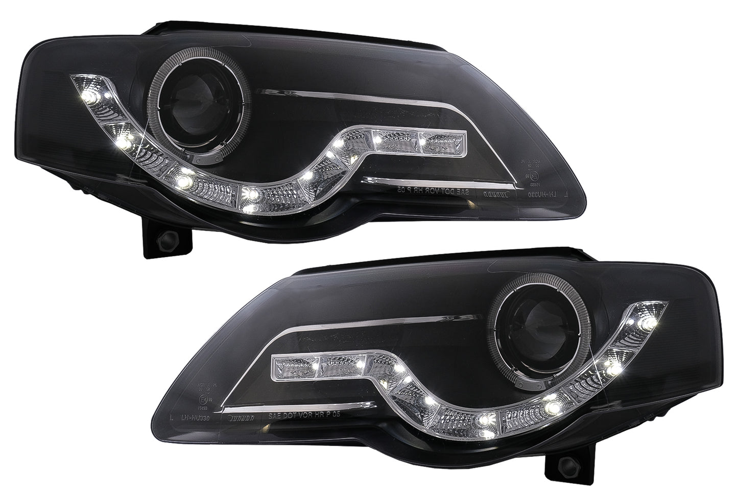 LED DRL Angel Eyes Scheinwerfer für VW Passat B6 3C 03.2005-2010 Schwarz CarPartsTuning