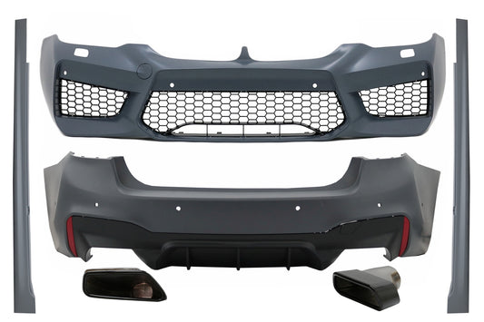 Body Kit für BMW 5 G30 17-19 Stoßstange Schalldämpfer Tipps Schwarz M5 Design CarPartsTuning