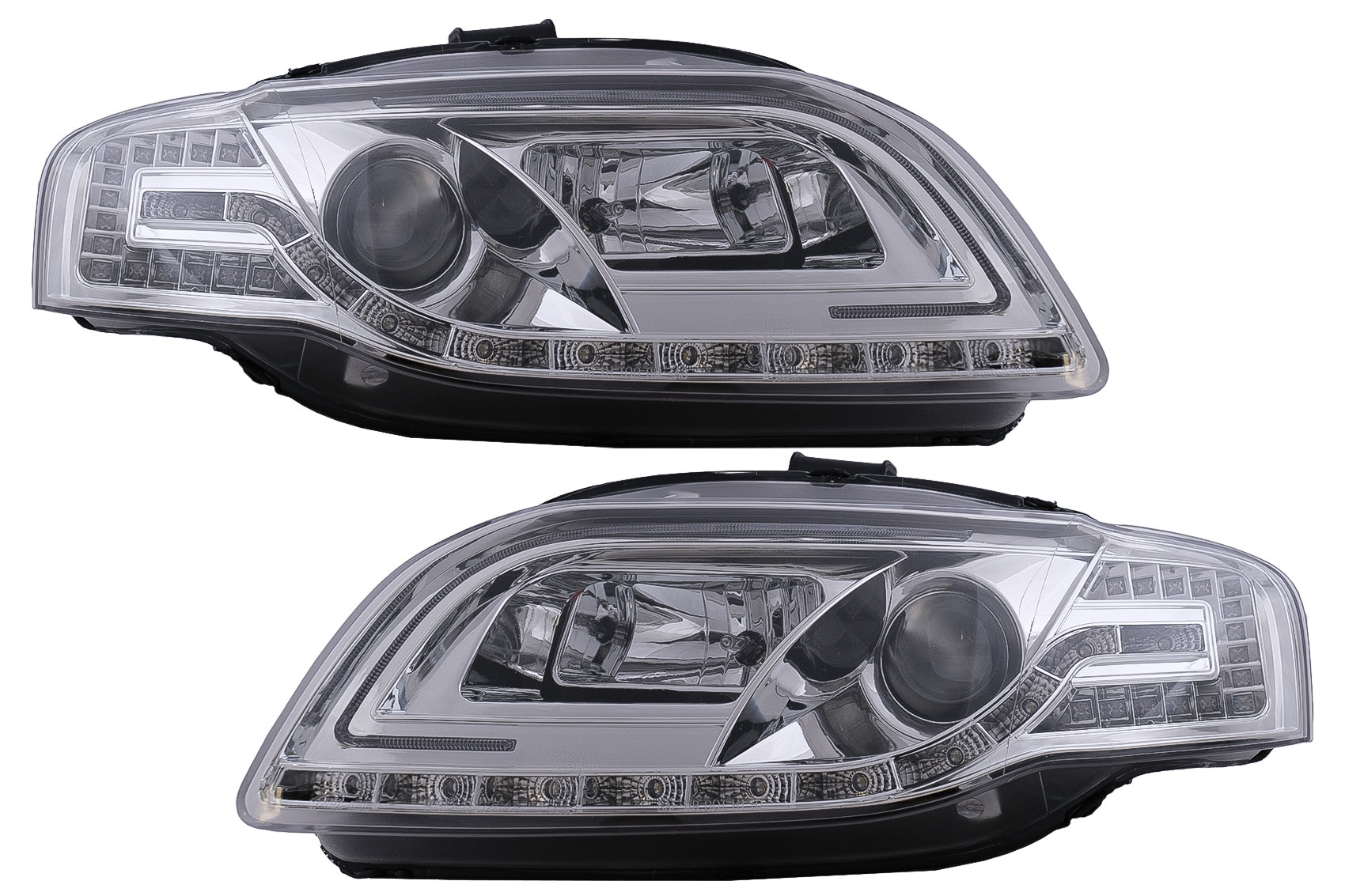 LED Tube Light Scheinwerfer für Audi A4 B7 11.2004-03.2008 Chrom CarPartsTuning