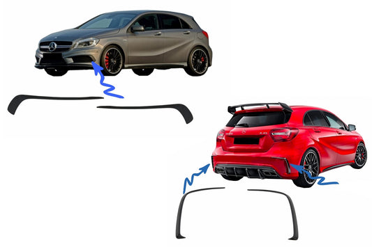 Stoßstangen Splitter Finnen Flips für Mercedes A-Klasse W176 A45 2012-2018 Aero Edition Look CarPartsTuning