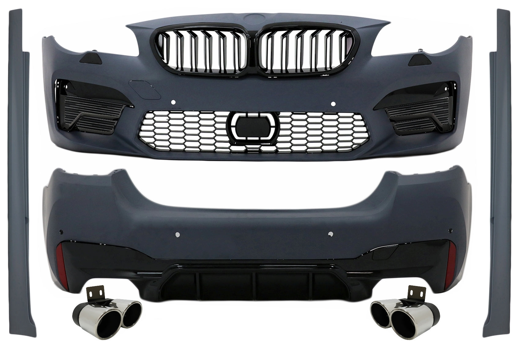 Bodykit für BMW 5er F10 11-17 Stoßstangengitter Seitenschweller Endrohre M5 Look CarPartsTuning