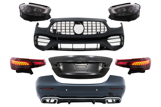 Kompletter Umbau-Bodykit für Mercedes E-Klasse W213 16-19 zum MOPF 2020 E63s Design CarPartsTuning