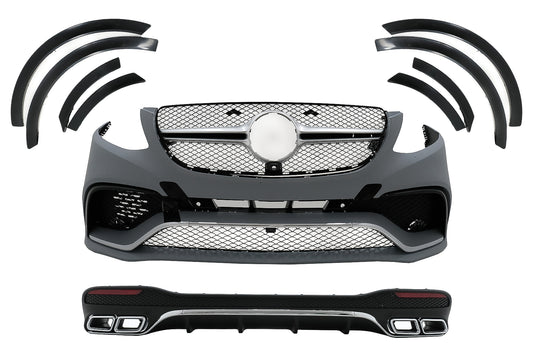 Body Kit für Mercedes GLE W166 SUV 15–18 Stoßfänger Luftdiffusor Schalldämpfer Tipps CarPartsTuning