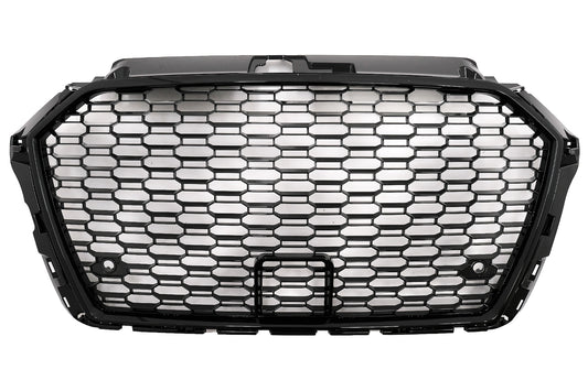 Ohne Emblem Kühlergrill für Audi A3 8V Facelift 17-18 Glänzend Schwarz RS3 Look CarPartsTuning
