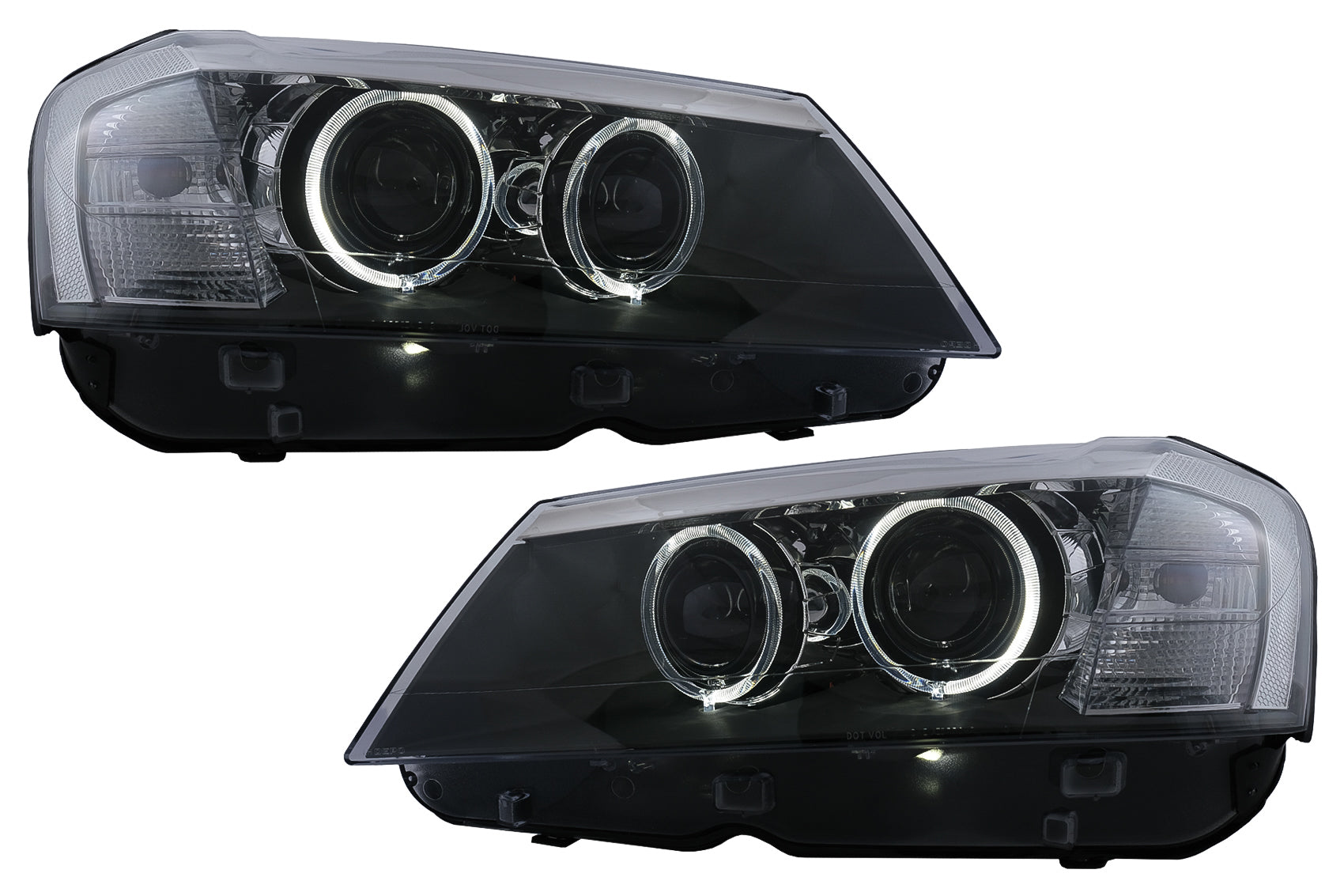 Angel Eyes LED-Scheinwerfer für BMW X3 F25 SUV 2010-07.2014 Schwarz CarPartsTuning
