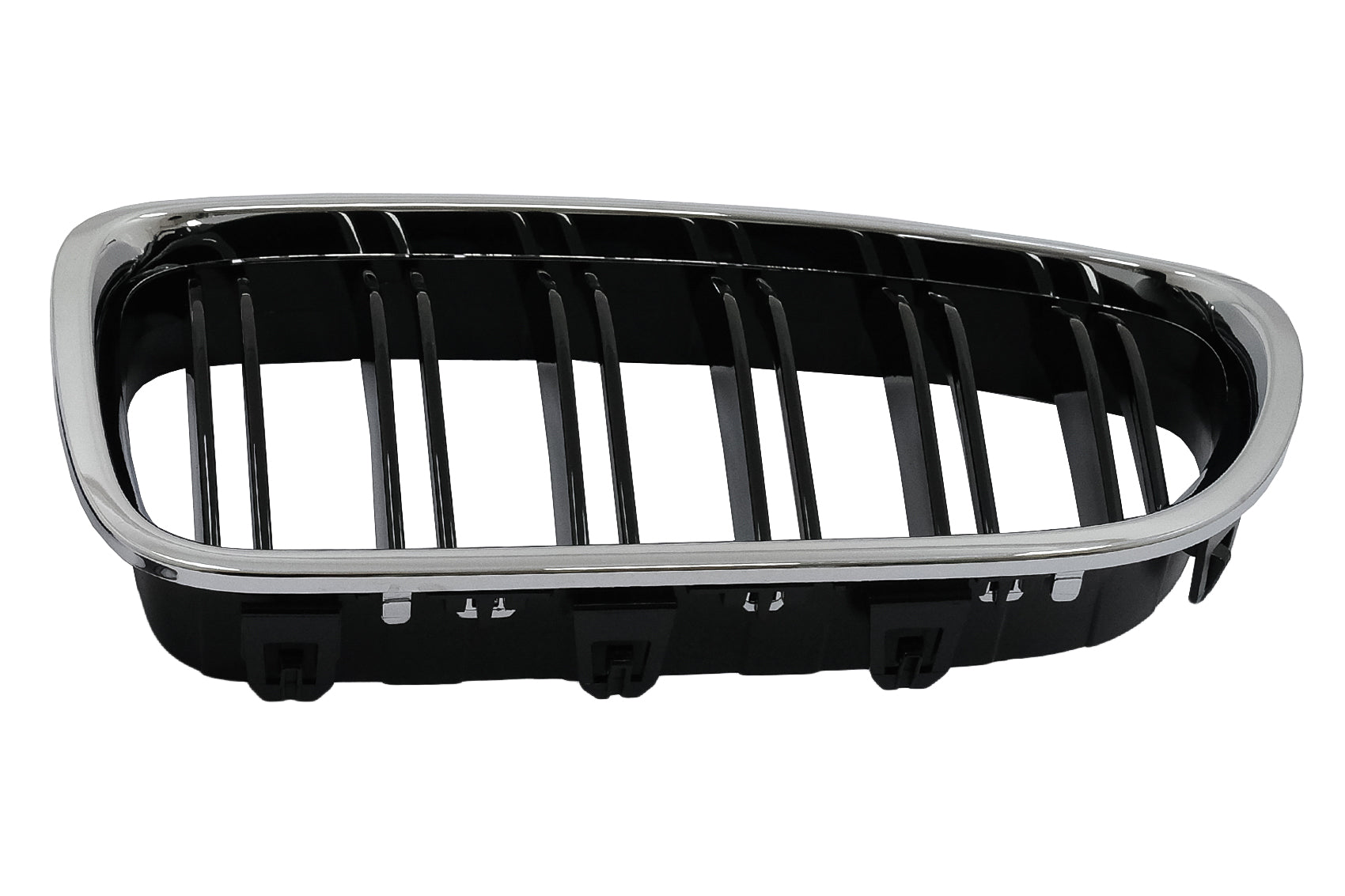 Kühlergrill Nieren Gitter für BMW 5 F10 F11 10-2017 Chromrahmen glänzend schwarz Doppelstreifen CarPartsTuning