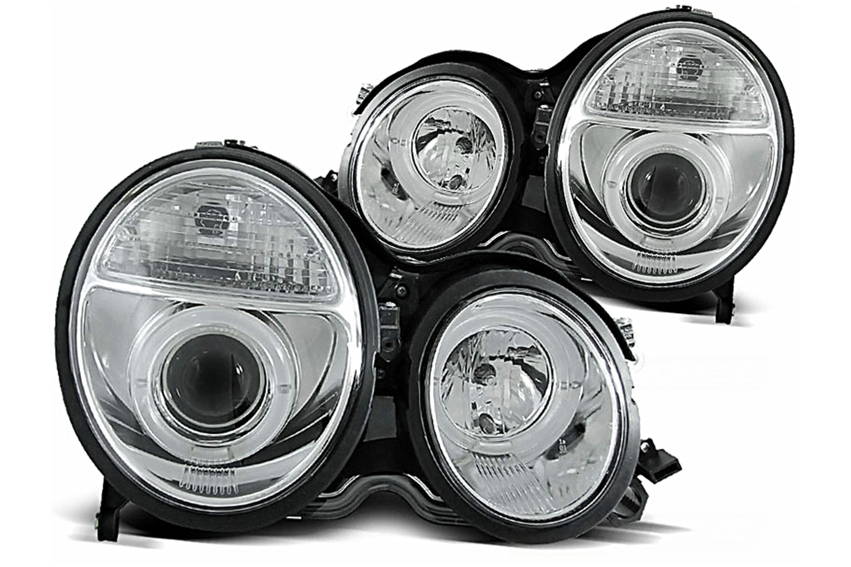 LED Angel-Eyes Scheinwerfer für Mercedes E-Klasse W210 06.1999–2002 Chrom Carpartstuning Austria