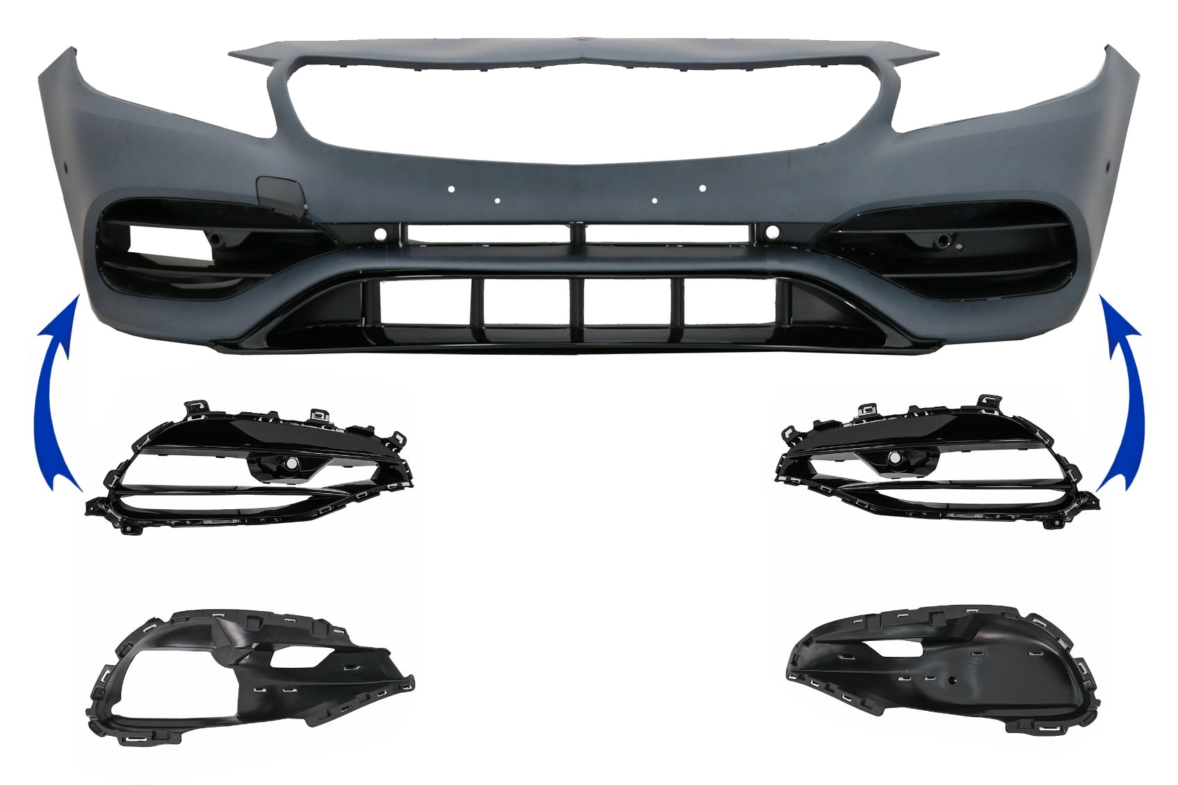 Seitengitter Abdeckrahmen für Mercedes A-Klasse W176 2012–2018 Facelift A45-Design Glänzend schwarz Carpartstuning Austria