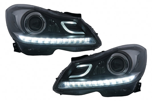LED TFL Scheinwerfer für Mercedes C-Klasse W204 S204 MOPF 2011–2014 Schwarz Carpartstuning Austria