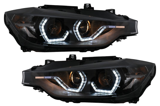 Angel Eyes Scheinwerfer LED DRL für BMW 3 F30 F31 Limousine Touring 10.11-05.15 Schwarz Carpartstuning Austria
