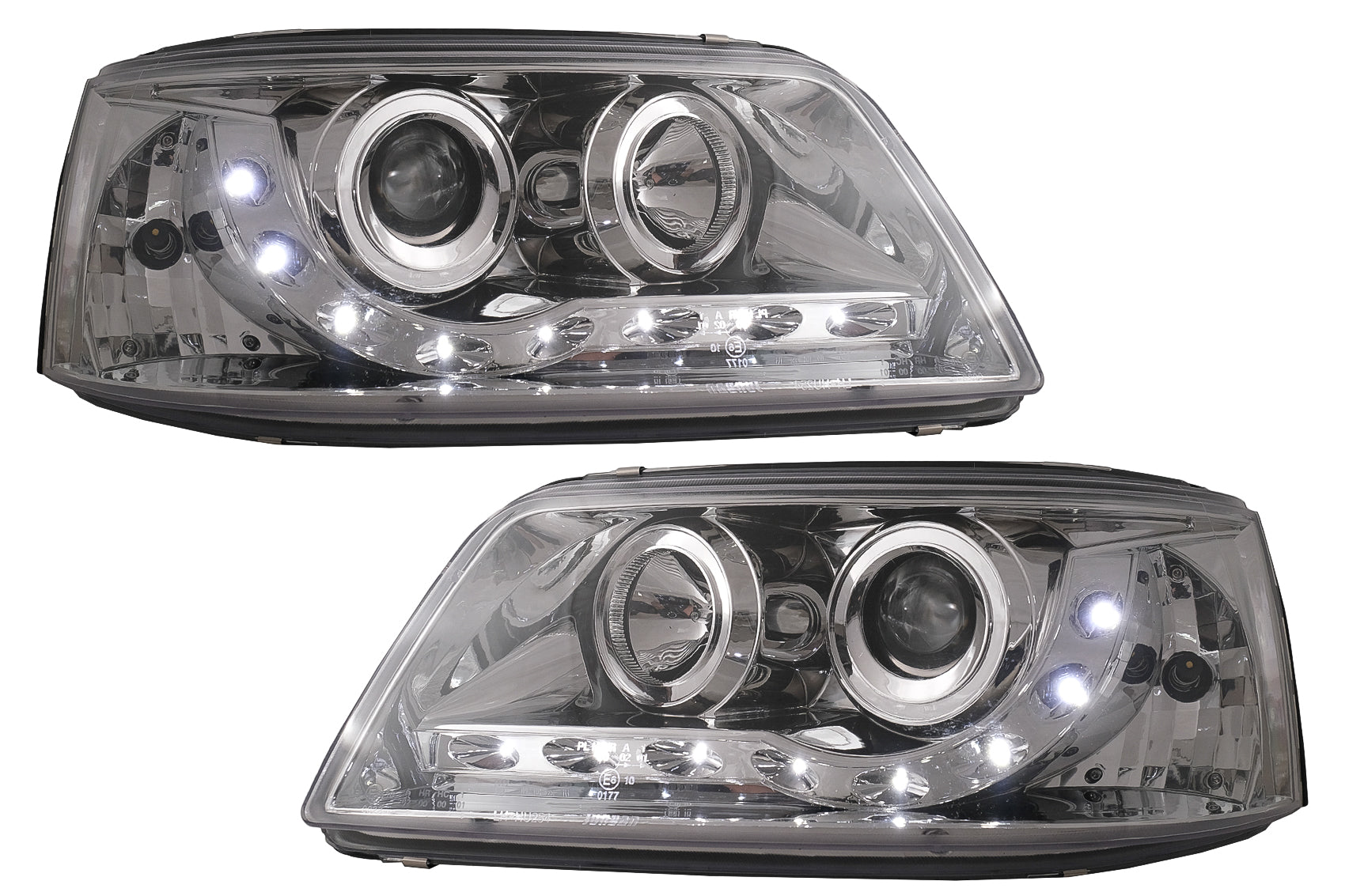 LED DRL Scheinwerfer für VW Transporter T5 03–08.09 Chrom Tagfahrlicht TFL Carpartstuning Austria