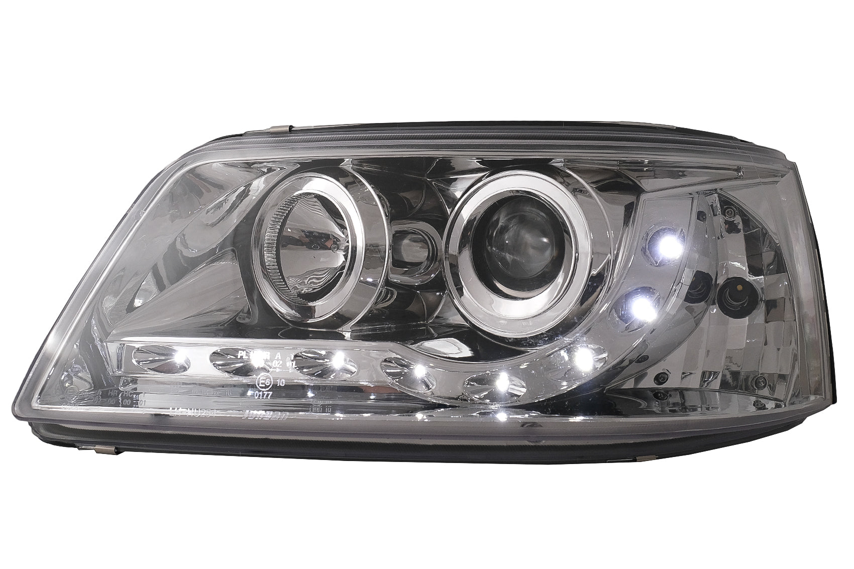 LED DRL Scheinwerfer für VW Transporter T5 03–08.09 Chrom Tagfahrlicht TFL Carpartstuning Austria