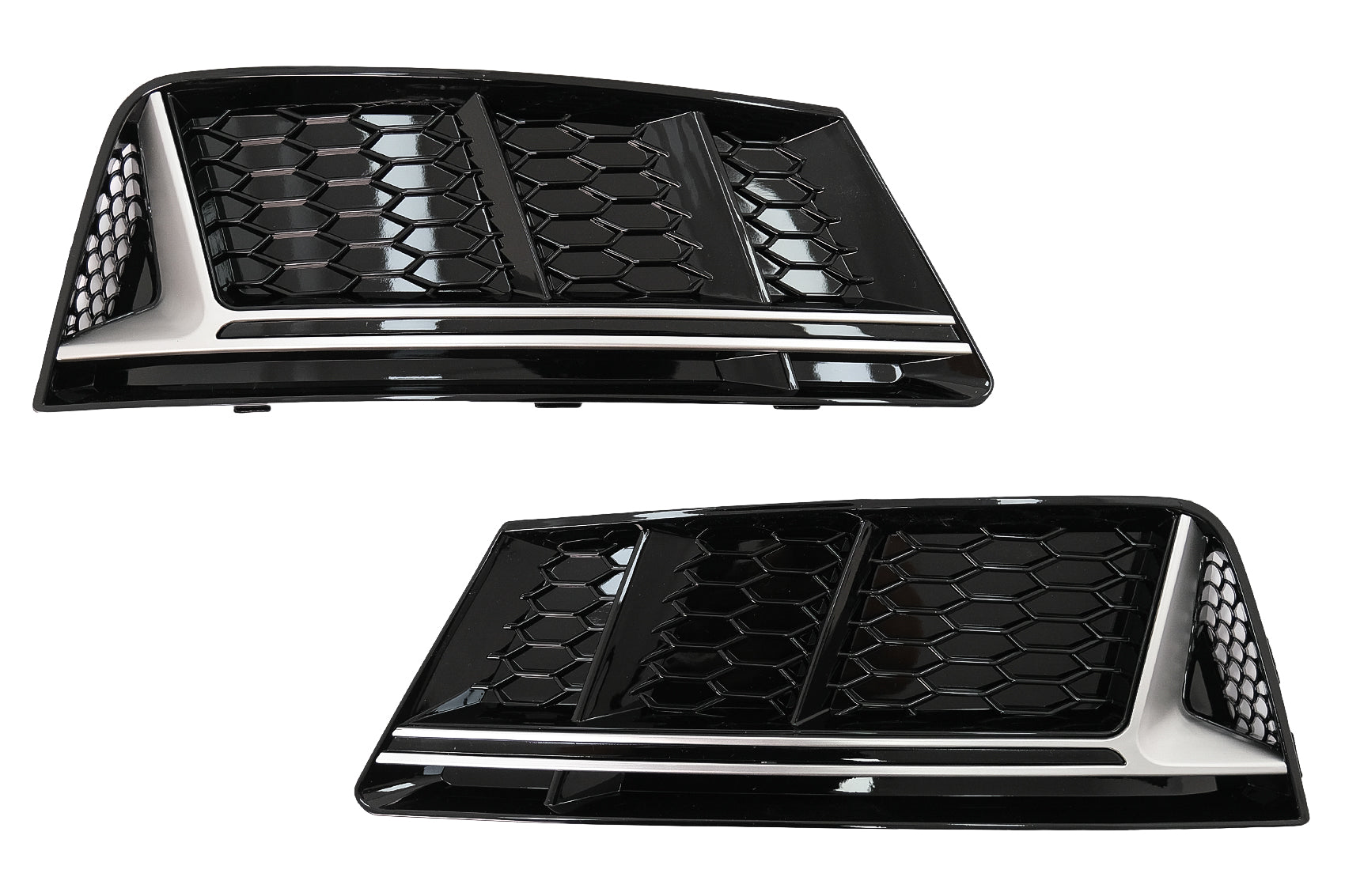 Stoßstange Untergitter Abdeckungen Seite für Audi A4 B9 16-18 RS4 Look Silber Carpartstuning Austria