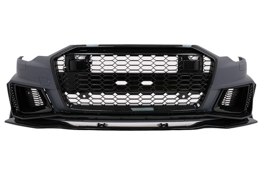 Frontstoßstange für Audi A6 C8 4K 2018+ RS6 Look Zentraler Grill Glänzend schwarz Carpartstuning Austria