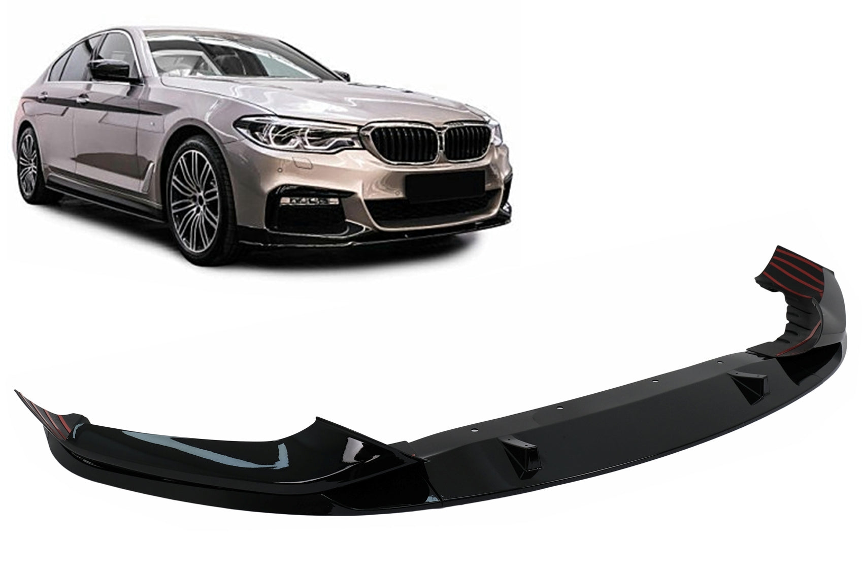 Stoßstange Spoiler Lippe für BMW 5er G30 Limousine G31 Touring 17-19 M Sportdesign Glänzend Schwarz Carpartstuning Austria