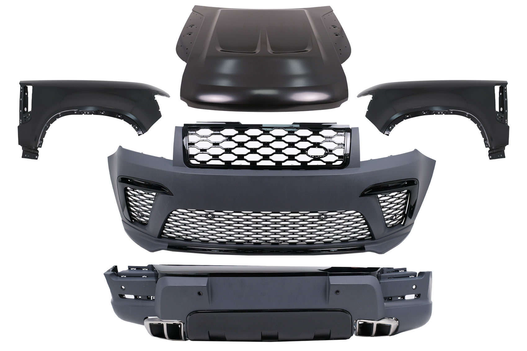 Bodykit für Defender SUV L663 2019+ Stoßstange Haube Kühlergrill Kotflügel Endrohre Carpartstuning Austria