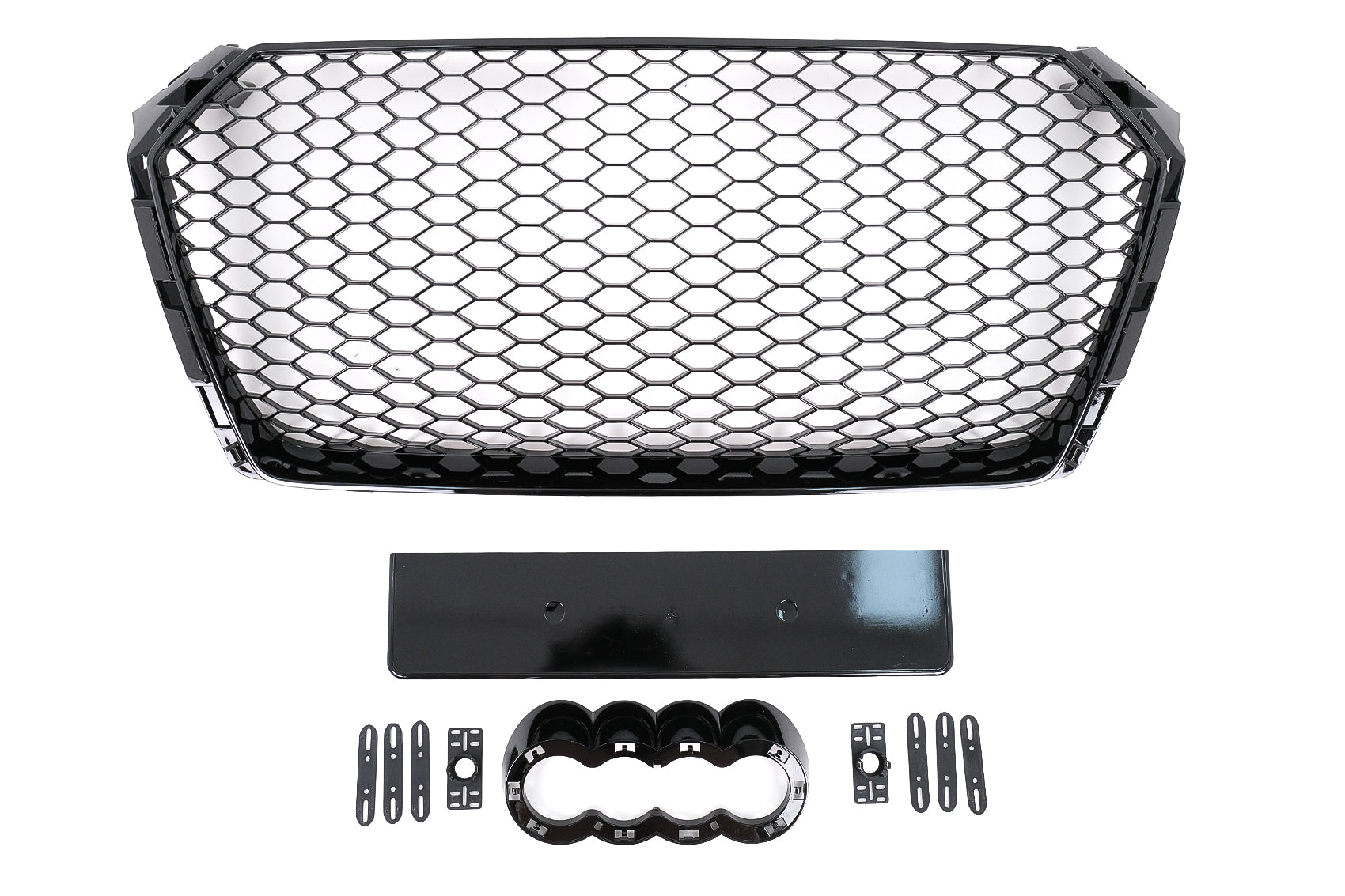 Kühlergrill für Audi A4 S4 B9 8W 2016–2018 Limousine Avant RS-Design Glänzend Schwarz Carpartstuning Austria