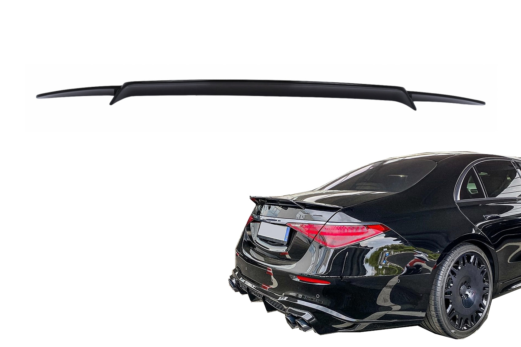 Kofferraumspoiler Spoiler Flügel für Mercedes S-Klasse W223 Limousine 2020+ Schwarz Carpartstuning Austria
