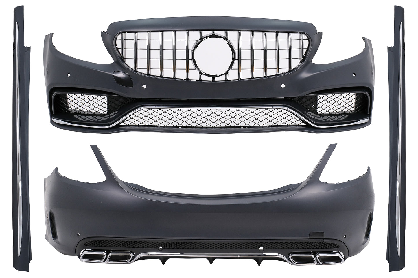 Bodykit für Mercedes C-Klasse W205 Limousine 14-18 Stoßstangengrill Seitenschweller Endrohre Carpartstuning Austria