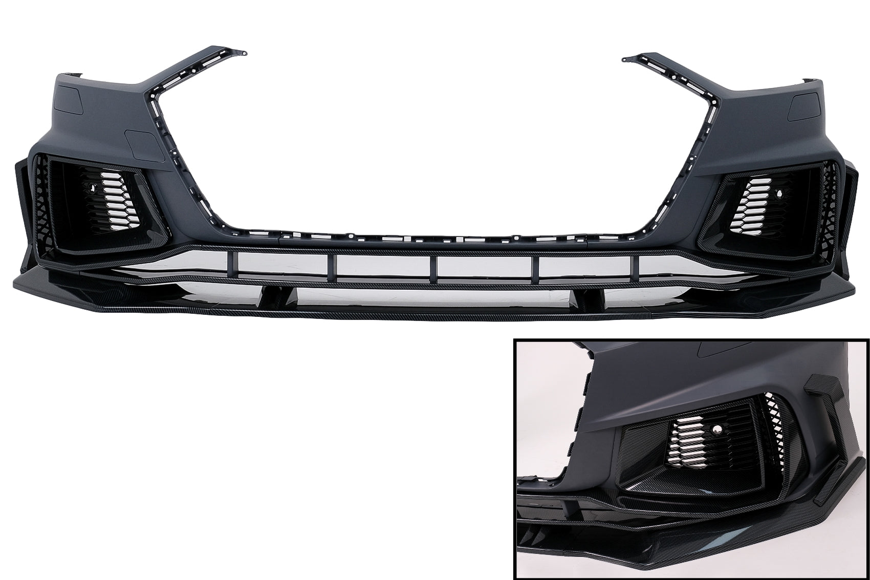 Frontstoßstange für Audi A7 4K8 2018+ Seitengitter PDC RS7 Ornamente im Carbon-Look Carpartstuning Austria