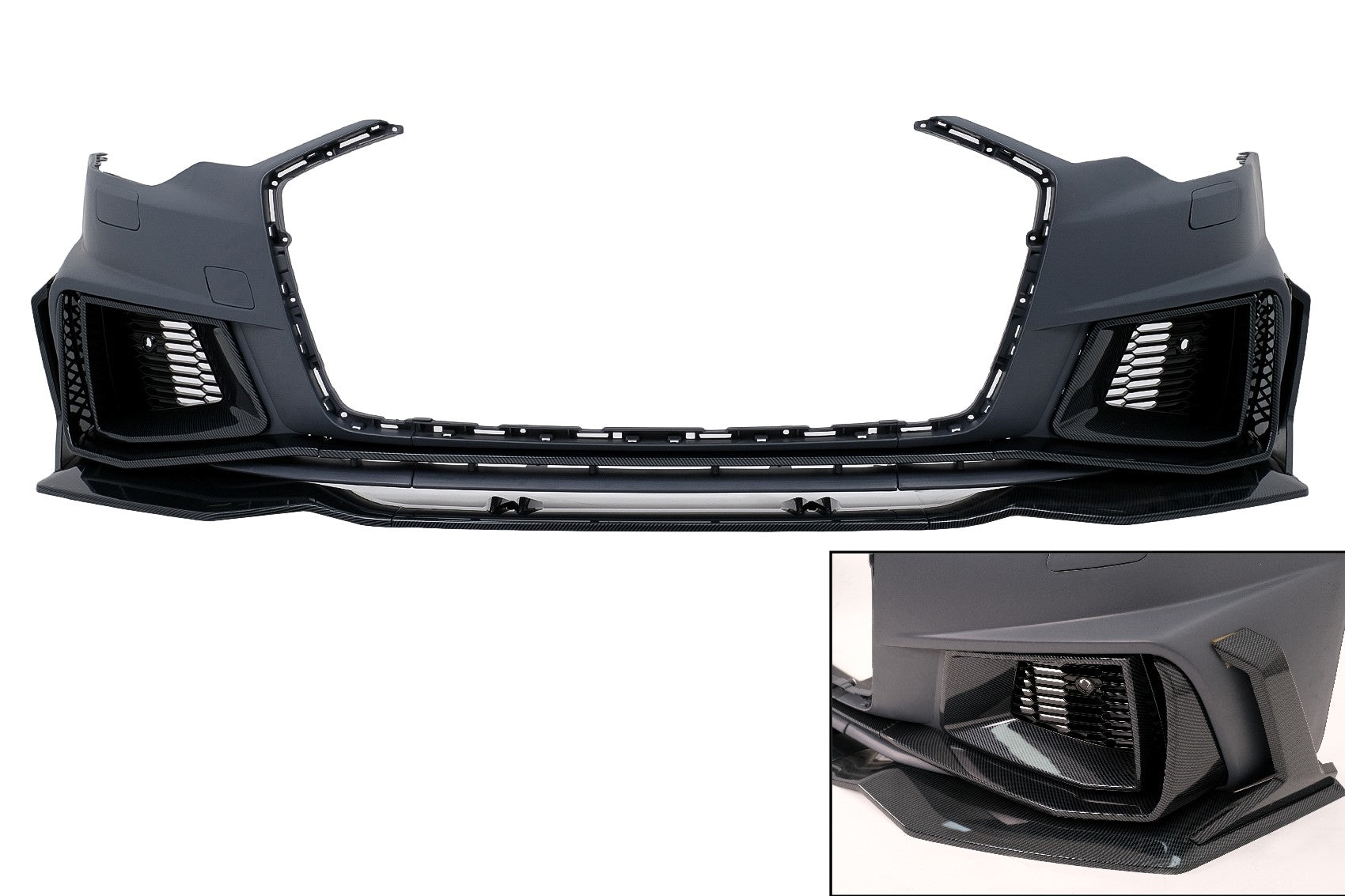 Stoßstange für Audi A6 C8 4K 2018-2022 RS6 Carbon Look Ornamente Spoilerlippensplitter Carpartstuning Austria