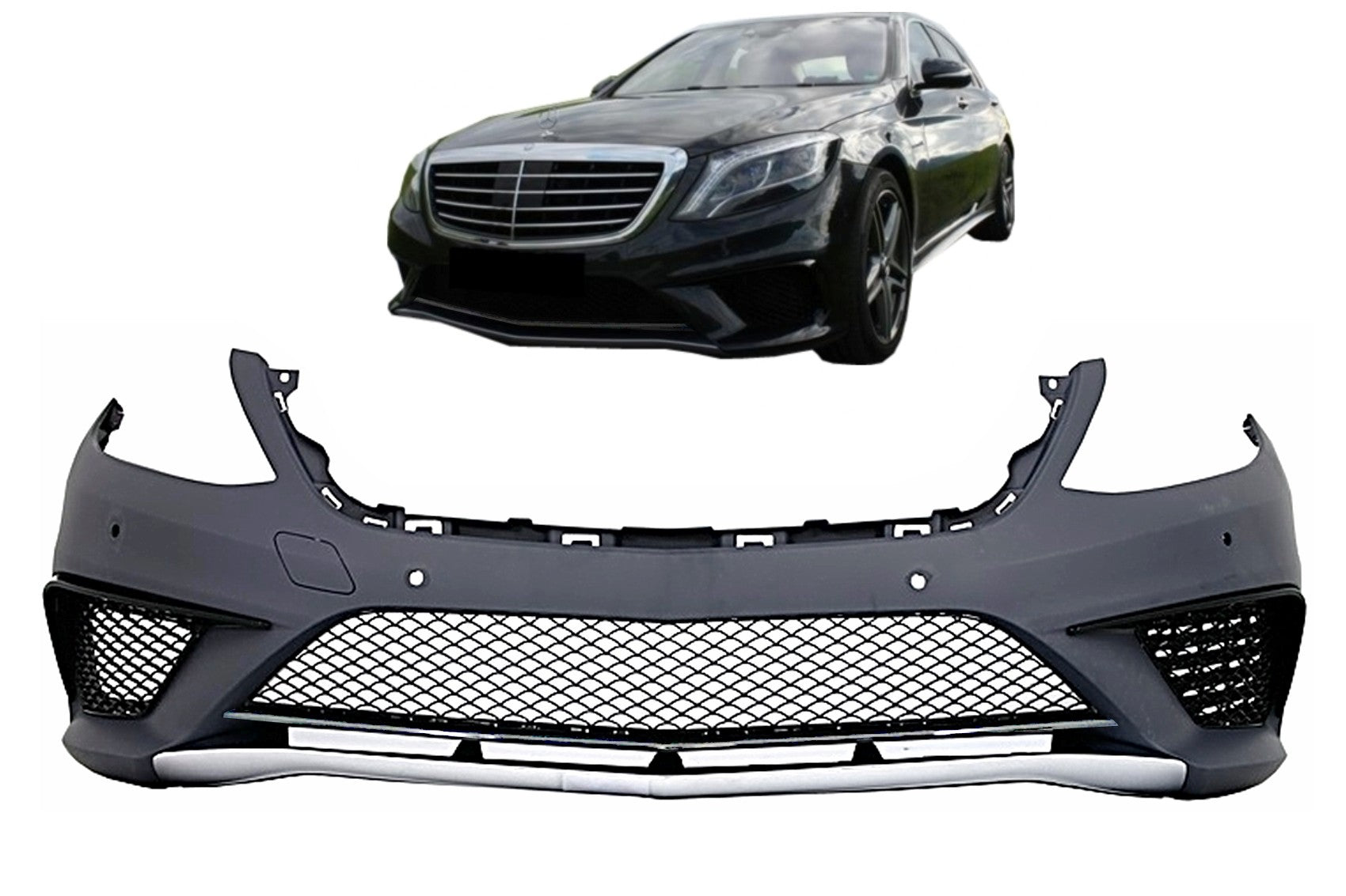 Stoßstange für Mercedes S-Klasse W222 2013–06.2017 PDC Unterer Gitter S63 Design Carpartstuning Austria