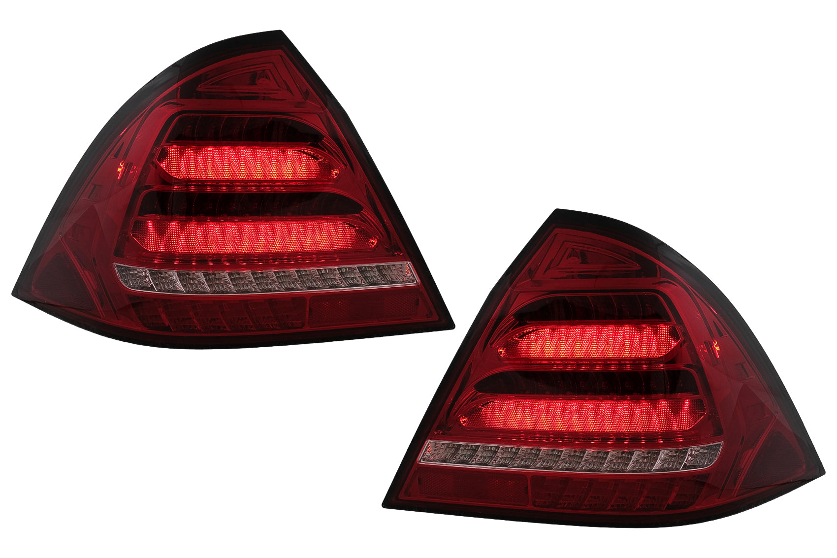 Voll-LED-Rücklichter Rückleuchten Für Mercedes C-Klasse W203 Limousine 2000-2004 Rot klar Dynamischer Blinker Carpartstuning Austria