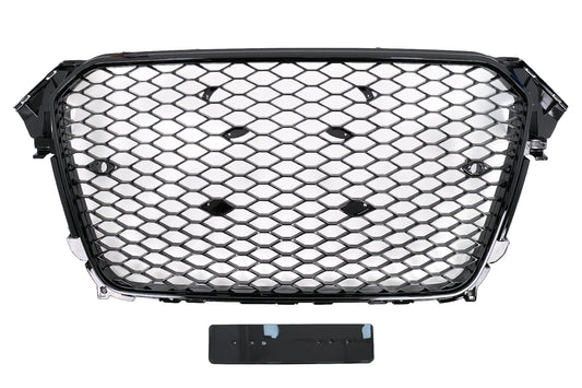 Kühlergrill für AUDI A4 B8 MOPF 12-15 RS Look Glänzend Schwarz PDC ohne Emblem Carpartstuning Austria