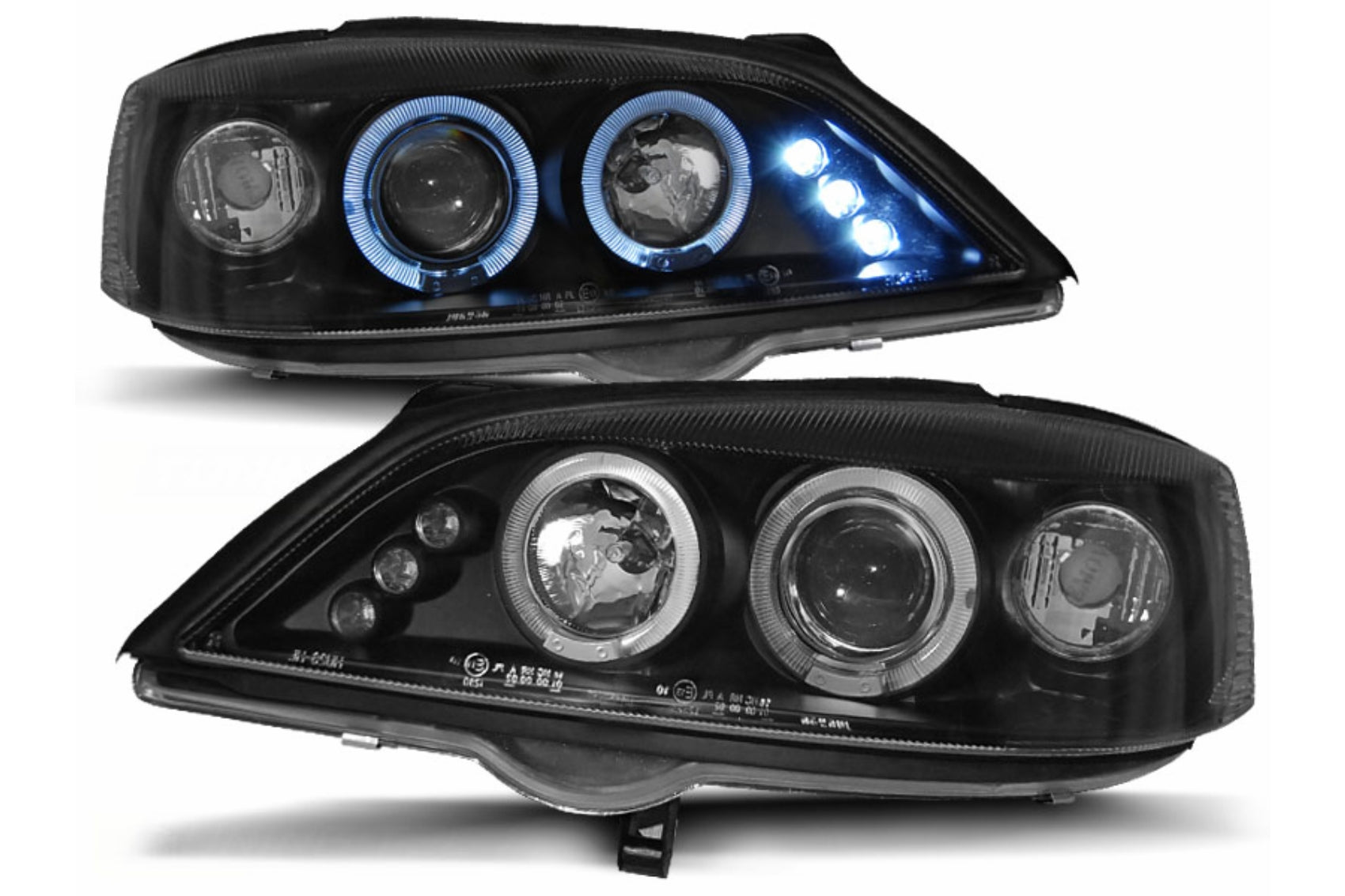 Angel Eyes Scheinwerfer für Opel Astra G 02.1998-02.2004 Schwarz Headlights Carpartstuning Austria