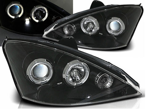 Angel Eyes Scheinwerfer für Ford Focus 11.2001-10.2004, schwarzes Halogen H1 Carpartstuning Austria
