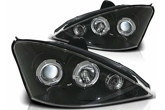 Angel Eyes Scheinwerfer für Ford Focus 11.2001-10.2004, schwarzes Halogen H1 Carpartstuning Austria