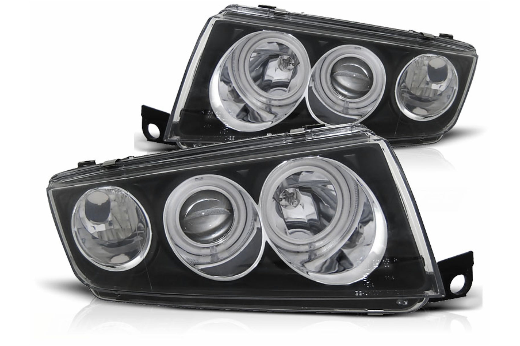 Angel Eyes Scheinwerfer für Skoda Fabia I 12.1999–2008 Schwarz Halogen Carpartstuning Austria