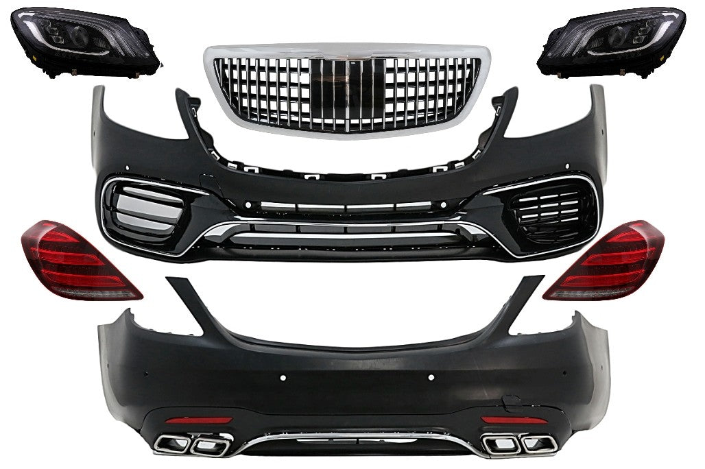 BodyKit für Mercedes S W222 13-06.17 MOPF S63 Look Stoßstange Endrohre Kühlergrill Carpartstuning Austria
