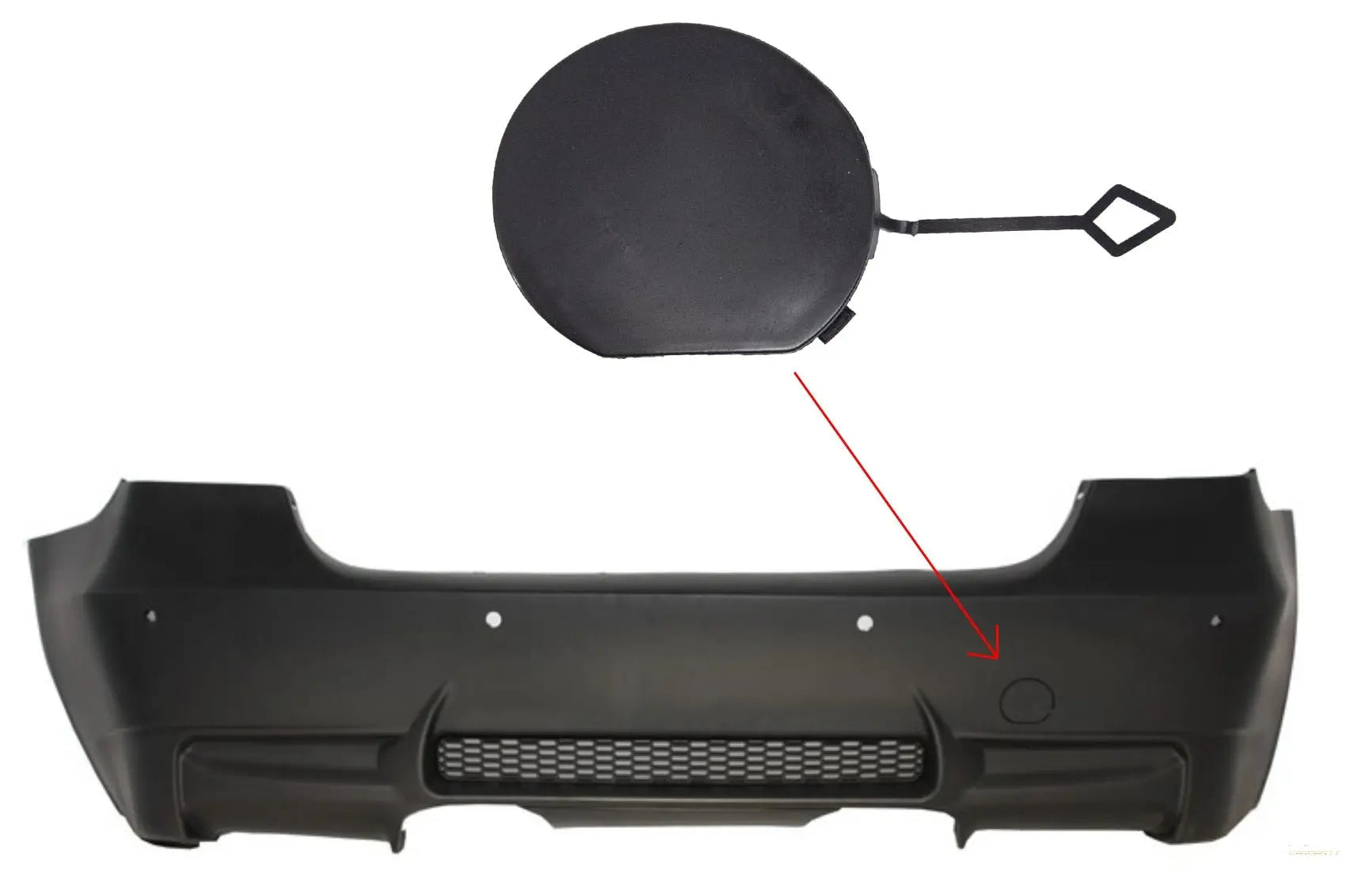 Abschlepphaken Abdeckung Heckstoßstange Passend Für BMW 3er E90 (2004-2011) Mitte Auspuff M3 Design Ohne PDC KITT