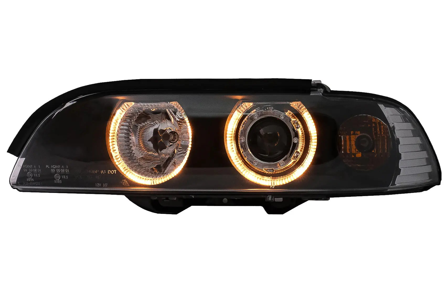 Angel Eyes Scheinwerfer Passend Für BMW 5er E39 (1995-2000) Schwarz KITT Lightning