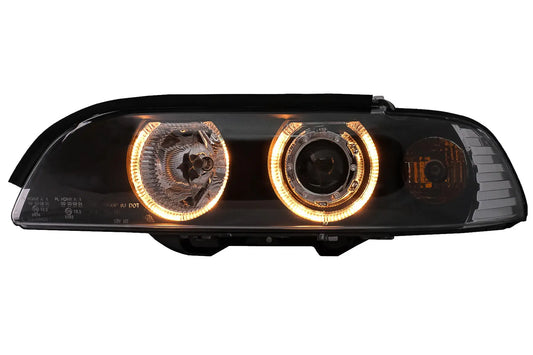 Angel Eyes Scheinwerfer Passend Für BMW 5er E39 (1995-2000) Schwarz KITT Lightning