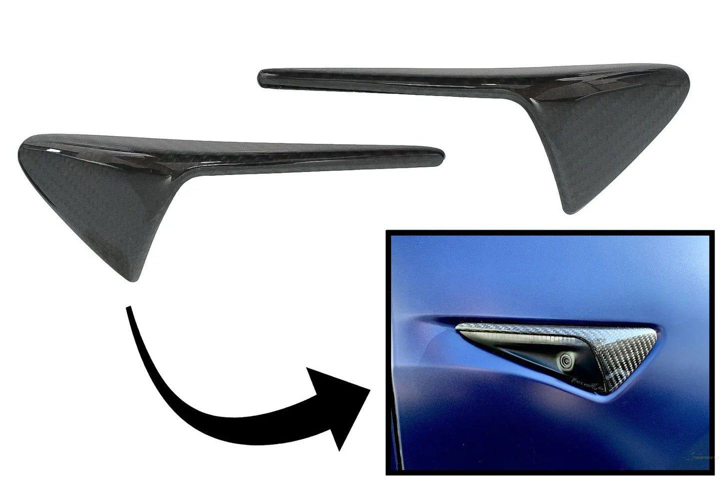 Blinkerabdeckungen Seitenmarkierungen Geeignet Für Tesla Modell 3 Y S X (10.2016) Mit Autopilot 2 Oder Höher Aus Echter Kohlefaser KITT