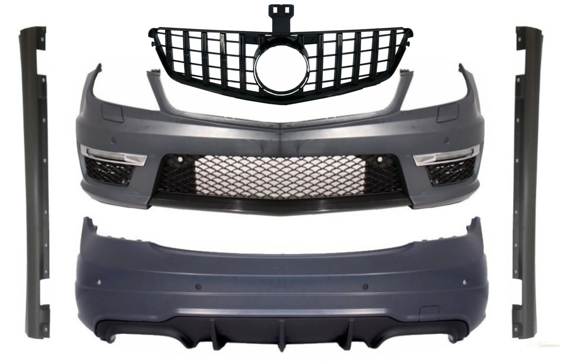 Body Kit Mit Frontgrill Piano Schwarz Passend Für Mercedes C-Klasse W204 (2007-2014) Facelift C63 GT-R Panamericana Design KITT