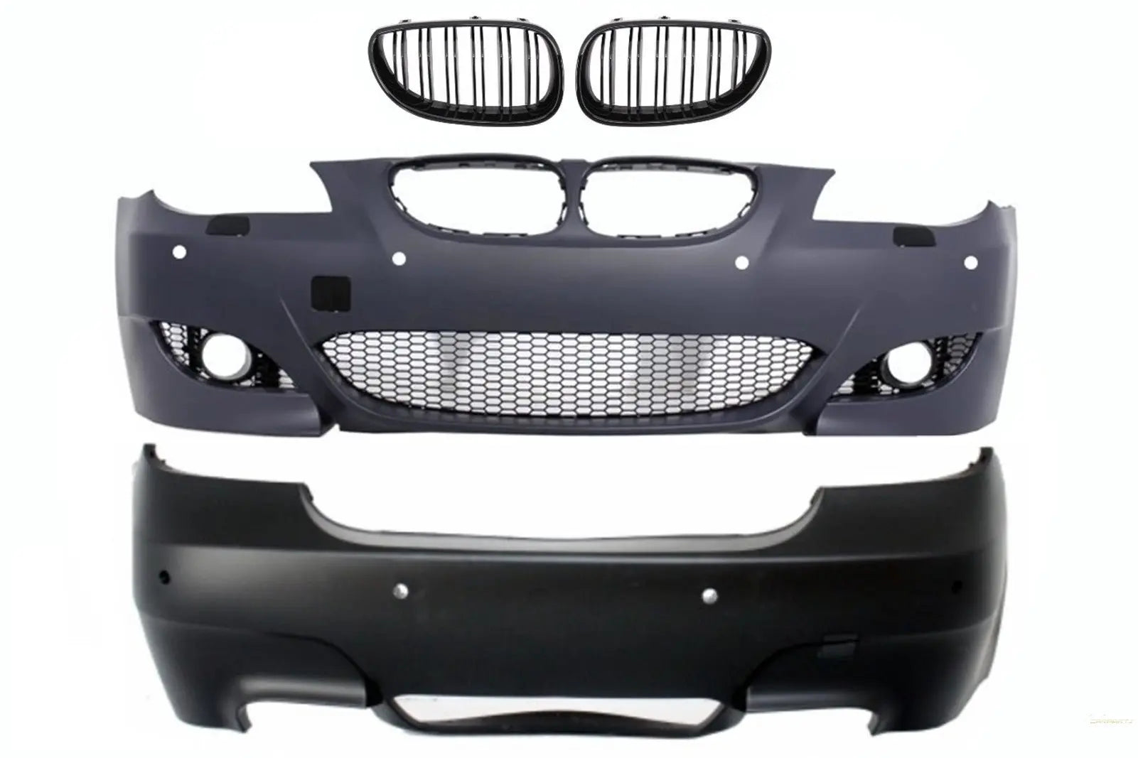 Bodykit Passend Für BMW 5er E60 (2003-2007) M5 Design Mit Mittelgitter Doppelstreifen Piano Black KITT