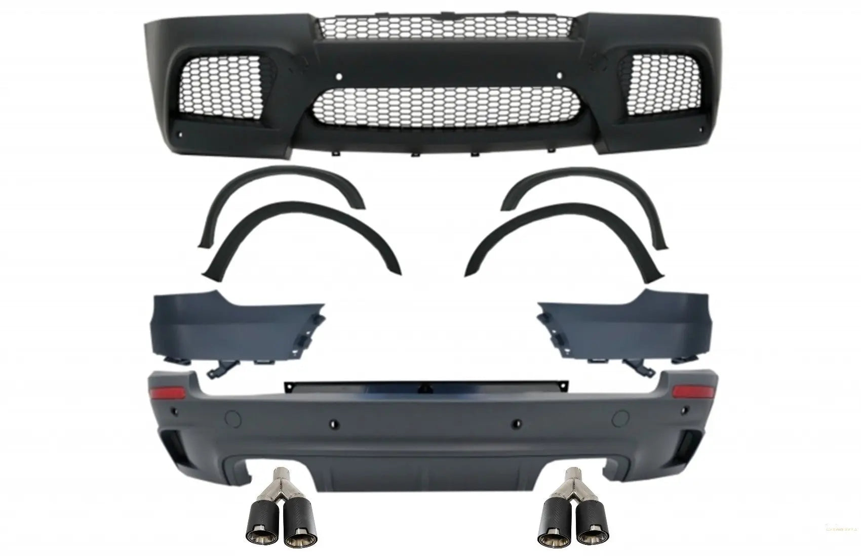Bodykit Passend Für BMW X5 E70 (2007-2013) Mit Zwei Doppelauspuffrohren Carbon Matt X5m M Design KITT Specials